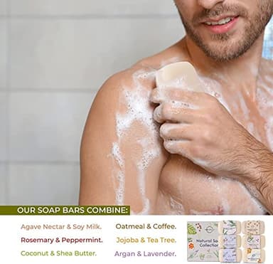 O NATURALS 100% Natural Bar Soap - Gift Set - Organic Ingredients & Essential Oils - Spa Gifts for Women & Men, Body Wash & Face Soap - 6PC Natural Collection - Image 4