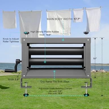 Upgraded Clothes Wringer, Hand Crank Laundry Wringer Washer Removes 95% Water, Suitable for Car Washing, Camping, RV Trips - Image 2