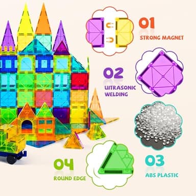 cossy 120Pcs Magnetic Tiles Magnetic 3D Building Blocks Set Educational Construction Toys for 3+ Year Kids with Stronger Magnets, Educational Toys, Recreational, Conventional - Image 4