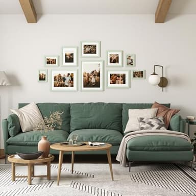 Egofine 4x6 Picture Frames Set of 4, Made of Solid Wood Covered by Plexiglass 3.5x5 with Mat or 4x6 without Mat, for Table Top Display and Wall Mounting Photo Frame Rustic Green - Image 6