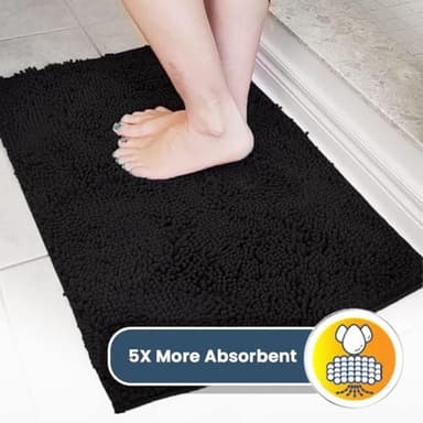 Muddy Mat® Shown on TV – Super Absorbent Microfiber Dog Door Mat for Muddy Paws, Non-Slip Washable Pet Rug, Quick Dry Chenille Entryway Carpet, Machine Washable Indoor Outdoor mat, Black 28"x18" - Image 4