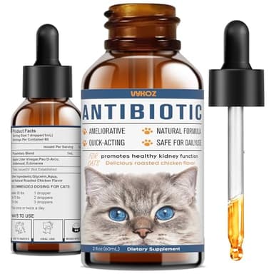 Antibiotics for Cats - Natural Cat Antibiotics for Allergy Itch Relief, Immune Boosting - Antibiotics for Immune Boosting, Urinary Tract Infections - Supplemental Vitamins for Cat and Dog, 2 fl oz