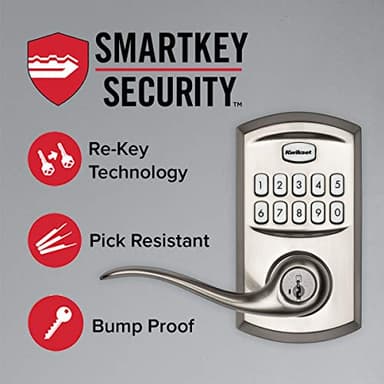 Kwikset 99170-001 SmartCode 917 Keypad Keyless Entry Traditional Residential Electronic Lever Deadbolt Alternative with Tustin Door Handle and SmartKey Security, Satin Nickel, Large - Image 4