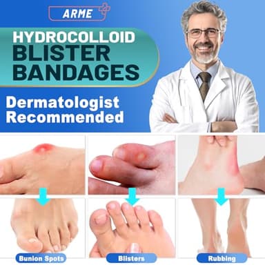 Arme Hydrocolloid Bandages, 50Pcs Gel Blister Bandages for Feet, Waterproof Blister Pads Blister Cushions for Prevention & Recovery, Blister Bandaids for Heel Foot Toe Protection(4 Shape Variety Pack) - Image 5