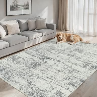 8x10 Area Rugs for Living Room - Washable Rug Modern Abstract Soft Large Neutral Non-Slip Carpet Indoor Floor Stain Resistant Thin Carpets for Bedroom Dining Room Farmhouse Nursery Home Office Grey - Image 4