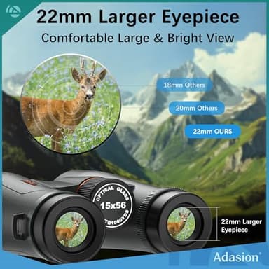 Adasion 15x56 UHD Binoculars for Adults High Powered with Phone Adapter and Tripod, Super Powerful BAK4 Prism Waterproof Binoculars for Hunting Stargazing Bird Watching Hiking Safari Travel Sports - Image 2