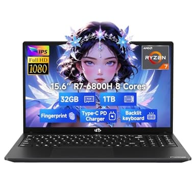 NIMO 15.6" IPS FHD-Gaming-Laptop, 8 Cores AMD Ryzen 7 6800H 32GB DDR5 RAM 1TB SSD (Beat i7-12700H, Up to 4.7GHz) AMD Radeon 680M GPU-Computer with 100W Type-C Backlit Keyboard Fingerprint Blue - Image 1