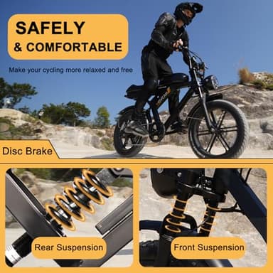 MOVCAN Fat Tire Electric Bike for Adults 1000W Motor,Up to 28MPH & 70 Miles,with Basket,7 Speed Gear Full Suspension for E Bikes for Adults Electric Bicycle,E Dirt Bike Outdoor Off-Road Riding - Image 5