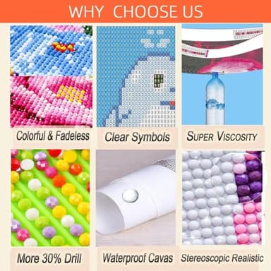 Diamond Art Kits for Adults, Inspirational Diamond Painting Kits for Beginners, 5D Vase Round Full Drill Gem Art for Adults, Paint by Diamonds Pictures DIY Crafts Kits 16x12inch - Image 7