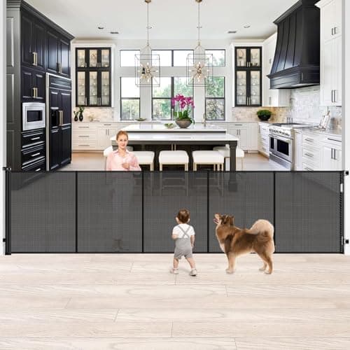 42 Inch Extra Tall Baby Gate 120 Inch Extra Wide Retractable Baby Gates for Large Openings, Upgraded Retractable Gate Keeps Pets from Getting Under Tall Pet Gate, Indoor/Outdoor Long Dog Gate - Image 1