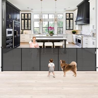 42 Inch Extra Tall Baby Gate 120 Inch Extra Wide Retractable Baby Gates for Large Openings, Upgraded Retractable Gate Keeps Pets from Getting Under Tall Pet Gate, Indoor/Outdoor Long Dog Gate - Image 1