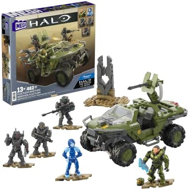 MEGA HALO the Series Vehicle Building Toys Set, FLEETCOM Warthog ATV with 469 Pieces, 5 Micro Action Figures, Poseable Articulation, Kids and Fans - Image 1