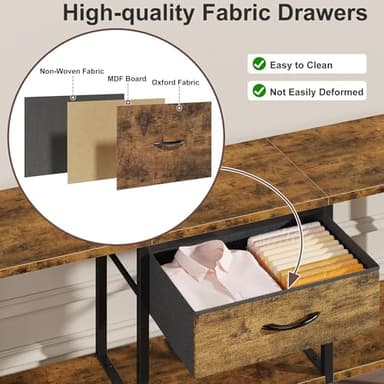 GYIIYUO LED TV Stand with Power Outlet and Fabric Drawer for 55 50 45 Inches TV - Entertainment Center and Industrial TV Console Table for Living Room, Bedroom- 47" Rustic Brown - Image 5