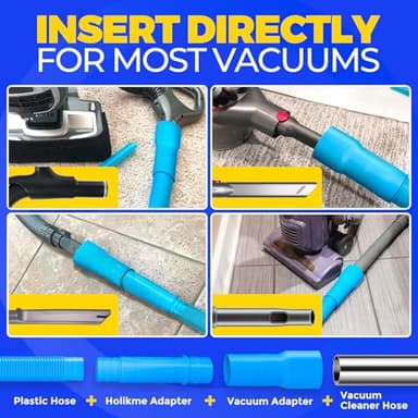 Holikme 2 Pieces Dryer Vent Cleaner Kit, Dryer Lint Vacuum Attachment and Flexible Dryer Lint Brush, Dryer Vent Vacuum Hose Attachment,Blue - Image 3