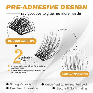EASITENSION 156 PCS Self Adhesive Eyelashes Clusters Kit Lash Clusters DIY Eyelashes Pre Glued No Glue Needed No Remover No residue - Image 4