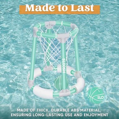 Sloosh Pool Basketball Hoop Toys, Floating Basketball Pool Game, Swimming Floats Toys with Balls Pump, Summer Outdoor Water Play Toy for Kids and Adults (Green) - Image 3
