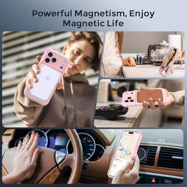 MOCCA Design for iPhone 17 Pro Max Case, Compatible with Magsafe [Premium Invisible Magnetic Ring Stand] [Military Drop Protection] Full Camera Guard Translucent Matte Slim Phone Cover 6.9",Pink - Image 8