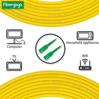 Fibergaga-3m(10ft) OS2 SC/APC to SC/APC Fiber Patch Cable, Single Mode, Simplex, Length Option: 0.5M(1.6ft)-100m(328ft) 9/125µm 2.0mm Diameter Fiber Optic Cable, OS1/OS2 Compatible-5 Pack - Image 3