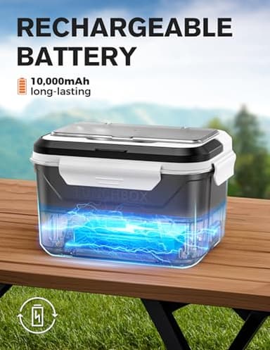 EAST OAK Cordless Electric Lunch Box for Adults, Heated Lunch Box Battery Powered with Automatic Heating, 5.5 Cups Portable Food Warmer with Removable Tray Divider - Image 2