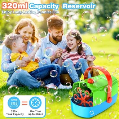 Bubble Machine Durable Automatic Bubble Blower, 18000+ Big Bubbles Per Minute Bubbles for Kids Toddlers Bubble Maker Operated by Plugin or Batteries Bubble Toys for Indoor Outdoor Birthday Party - Image 6