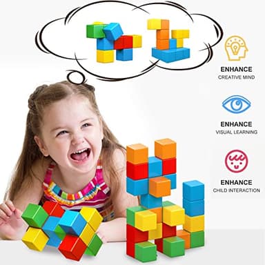 Magnetic Blocks, 1.41 inch Large Magnetic Building Blocks for Toddlers 3 4 5 6 7 8 Years Old Boys Girls Magnet Cubes for Kids 1-3 Montessori Toys STEM Preschool Educational Building Cube 30 Pcs - Image 8