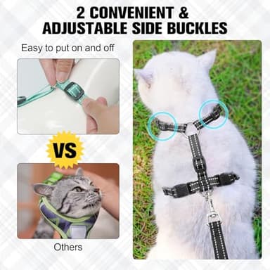 BEAUTYZOO Cat Harness and Leash Set for Walking Escape Proof, Neck Release Adjustable Harness for Kitten Puppy Small Medium Large Cats, Soft Cute Easy Control Small Cat Harness for Cats Boy and Girls - Image 4