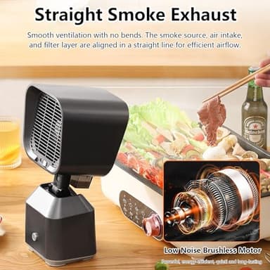 Yisowy Portable Range Hood, Retractable Desktop Exhaust Fan with 2-Speed Settings, Detachable 3 Layer Aluminum Filter & Oil Collection Cup, Compact for Kitchen, Indoor Barbecues, or RV Cooking - Image 6