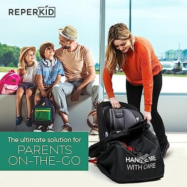 reperkid Car Seat Travel Bag for Airplane, Black and Green, 33" H x 18" W x 18" D, Fits Most Convertible, Booster and Infant Car Seats – Premium Waterproof Cover, Adjustable Shoulder Strap - Image 2