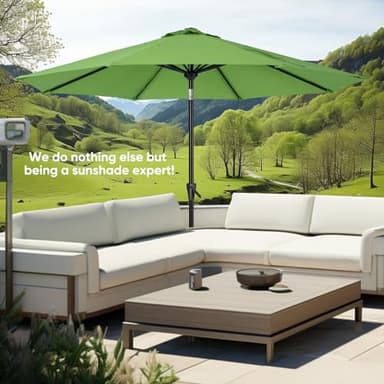 Tempera 10ft Patio Market Outdoor Table Umbrella with Push Button Tilt and Crank,Large Sun Umbrella with Sturdy Pole&Fade Resistant Canopy,Easy to Set,Green - Image 6