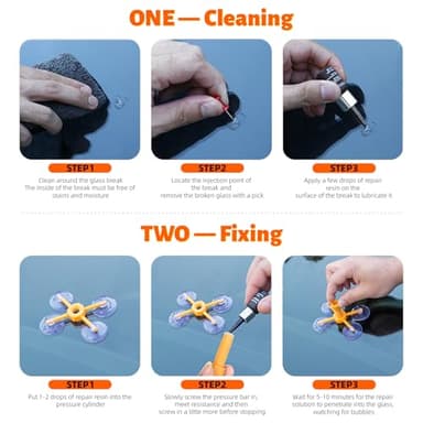 LOMEEN Windshield Repair Kit, 2 Pack Windshield Crack Repair kit with Enhanced Injection Head, Windscreen Chip Repair Kit to Repair Scratches, Cracks, and Star-Shaped Crack - Image 3