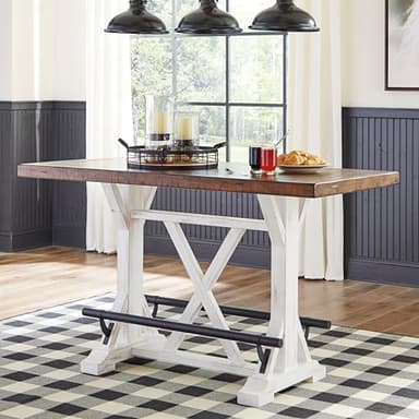Signature Design by Ashley Valebeck Rustic Farmhouse 36" Counter Height Dining Table, Brown & White - Image 2