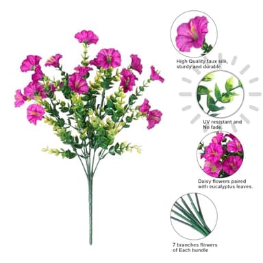 HyeFlora Artificial Flowers for Outdoors Fake Plants, 12 Bundles Faux Fuchsia Morning Glory UV Resistant Look Real Silk Flowers for Outside Planter Front Door Porch Patio Yard Fall Autumn Decoration - Image 6