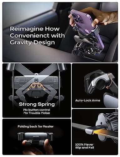 AINOPE for iPhone 17 Pro Max Car Mount Phone Holders for Your Car [Slide Design] Air Vent Phone Mount [Top Clamp] Cell Phone Holder Car Interior Accessories for iPhone Air 17 Pro Max 16 Samsung S25 - Image 9