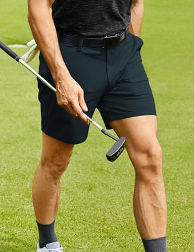 CRZ YOGA Men's All Day Comfy Golf Shorts - 7" Stretch Lightweight Flat Front for Casual Work with Pockets True Navy 33W x 7L - Image 3