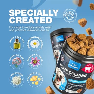 Hemp Calming Chews for Dogs - Dog Calming Treats - Anxiety Relief for Dogs with L-Theanine, Chamomile Extract, Valerian Root - Dog Anxiety Relief for Travel, Vet Visits, Thunderstorms, Nail Trimming - Image 5