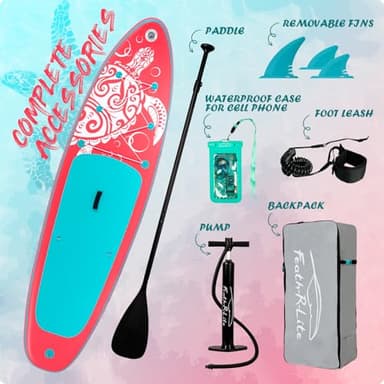 FEATH-R-LITE Inflatable Paddle Board Stand Up Paddleboards for Adults SUP with Complete Premium Accessories Pump, Adjustable Paddle, Leash, Three Fins, Waterproof Phone Bag, Repair Kit, Backpack - Image 4