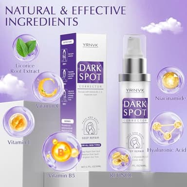 YRNVK Dark Spot Remover for Face Cream, Dark Spot Corrector, Rapid Tone Repair Retinol Serum for Sun Spots, Age Spots, Skin Brown, Melasma Skin Care with Upgraded Formula Vitamin C for Women 1.7 Fl OZ - Image 5