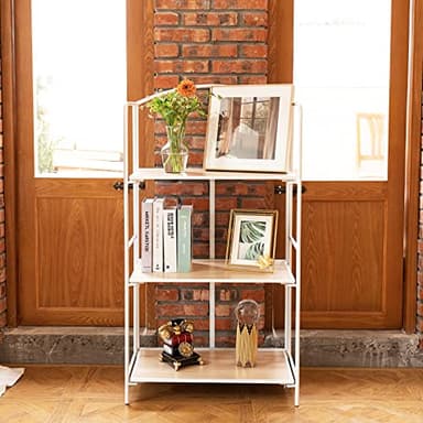 Crofy No Assembly Folding Bookshelf for Living Room, 3 Tier White Collapsible Book Shelf for Home Office, Portable Bookcase Storage Organizer - Image 8