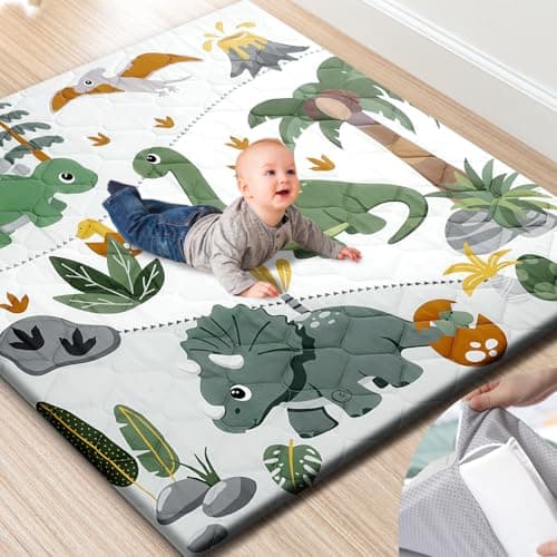 TINYHARBO Premium Foam Baby Play Mat 50x50 – Removable & Machine Washable Cover, Extra Thick Padding Playpen Mat, Non-Slip Crawling Mat, Easy to Clean for Infants, Toddlers & Babies - Image 1