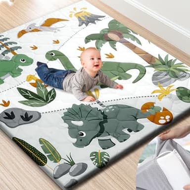 TINYHARBO Premium Foam Baby Play Mat 50x50 – Removable & Machine Washable Cover, Extra Thick Padding Playpen Mat, Non-Slip Crawling Mat, Easy to Clean for Infants, Toddlers & Babies - Image 1