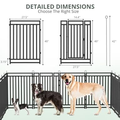 Petorldog Dog Fence Outdoor Indoor, 40" Inch Height 16 Panels Dog Playpen for Large/Medium/Small Dogs Metal Dog Pen for Yard Camping and RV | Black-Silver - Image 4