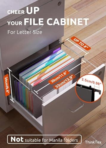 ThinkTex Plastic Expanding Hanging File Folders, 7 Innovative 1.2" Accordian Pockets, Large Capacity, Multi-Color Tabs, Letter Size for Filing Cabinet - 3 Packs - Image 2
