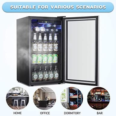 Antarctic Star Beverage Refrigerator Cooler -120 Can Mini Fridge Glass Door for Soda Beer or Wine Constant Glass Door Small Drink Dispenser Clear Front Door for Home, Office Bar 3.2cu.ft - Image 8