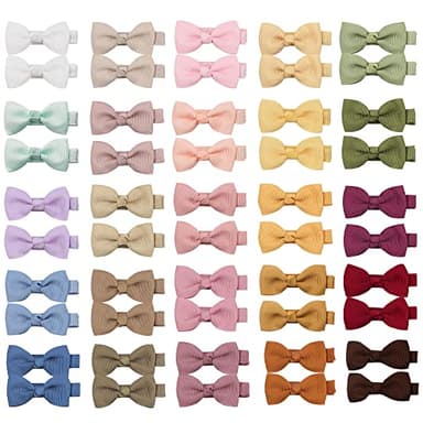 CÉLLOT Baby Hair Clips 50PCS Baby Girls Fully Lined Baby Bows Hair Pins Tiny 2" Hair Bows Alligator Clips for Baby Girls Infants Toddlers in Pairs - Image 2