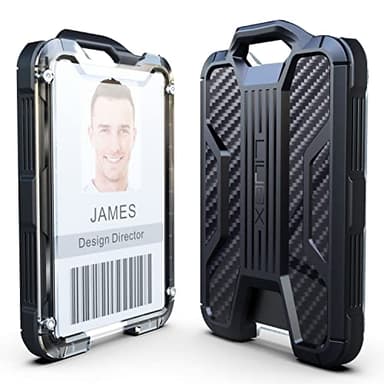 LIUGX Retractable Badge Holders, Heavy Duty Carabiner Keychain,Durable ID Card Holder (Holds 4 Cards), Carbon Fiber-Texture, with 31.5”Badge Reel Key Chain, 10,000+ Rebound, Silver-Black - Image 4