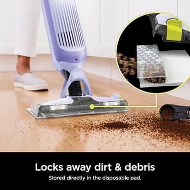 Shark VACMOP Cordless Hard Floor Cleaner, Vacuum and Spray Mop, Powerful Suction, Lightweight, LED Headlights, Includes 4 Disposable Pads, 12oz Multi-surface Cleaning Solution, Lavender, VM252PL - Image 3