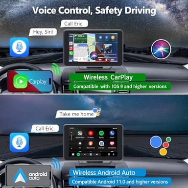 Gegaibe Wireless Car Stereo with Apple CarPlay/Android Auto, Portable Touch Screen Car Radio Multimedia Player with Bluetooth, Backup Camera, Navigation, Mirror Link for All Vehicles - Image 4