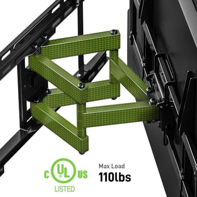 USX MOUNT UL Listed TV Wall Mount for 42"-85" TVS, Fits 16" 18" or 24" Studs, Full Motion Wall Mount Swivel Tilt Extension TV Bracket with Dual Articulating Arms, Max VESA 600x400mm, Load 110lbs - Image 6