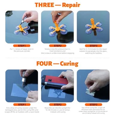 LOMEEN Windshield Repair Kit, 2 Pack Windshield Crack Repair kit with Enhanced Injection Head, Windscreen Chip Repair Kit to Repair Scratches, Cracks, and Star-Shaped Crack - Image 2