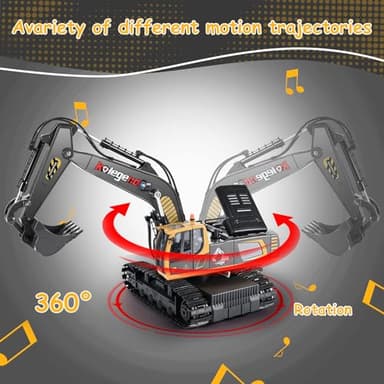 kolegend Remote Control Excavator Toy 16 Inch, 9 Channel RC Construction Vehicles Hydraulic Haulers Digger Toys Gift for 6 7 8 9 10 Years Old Kids Boys - Image 4